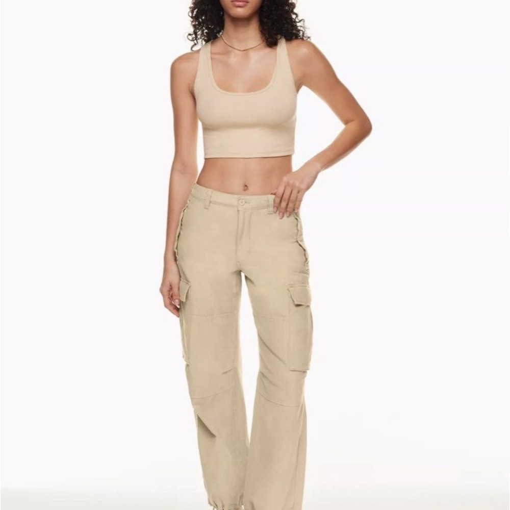 TNA aritzia light brown straight leg cargos